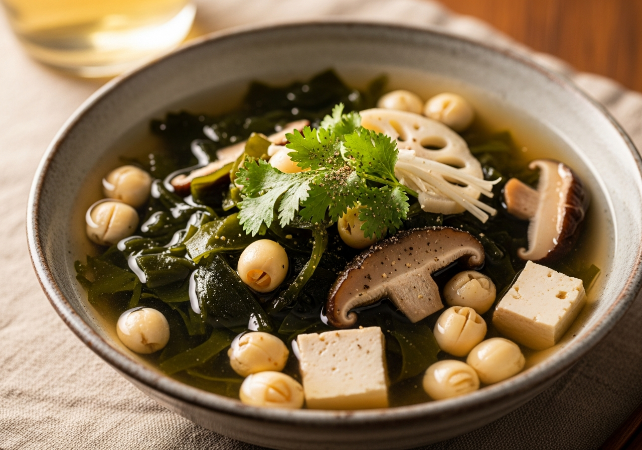 Canh rong biển hạt sen