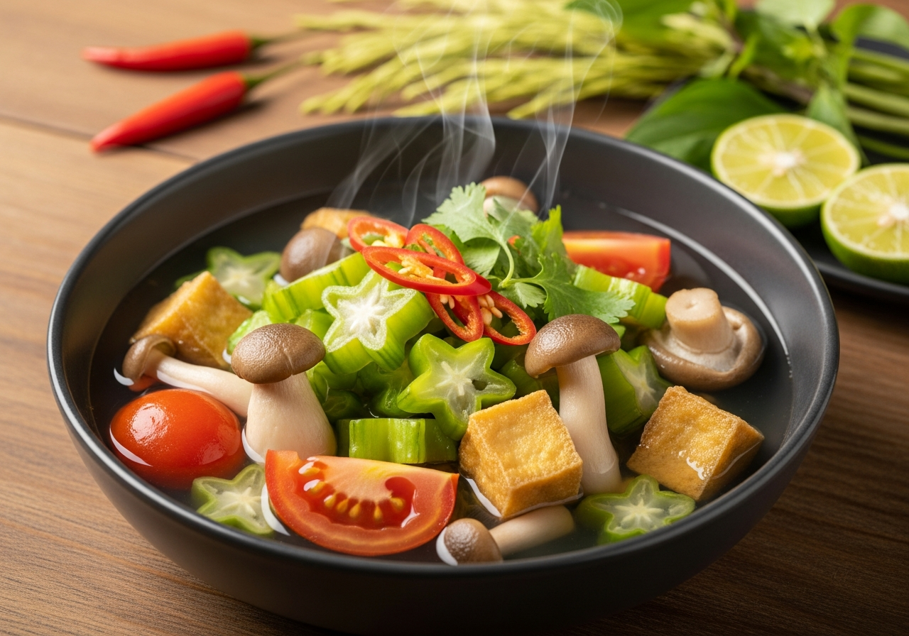Canh Chua Đậu Rồng Nấm Chay